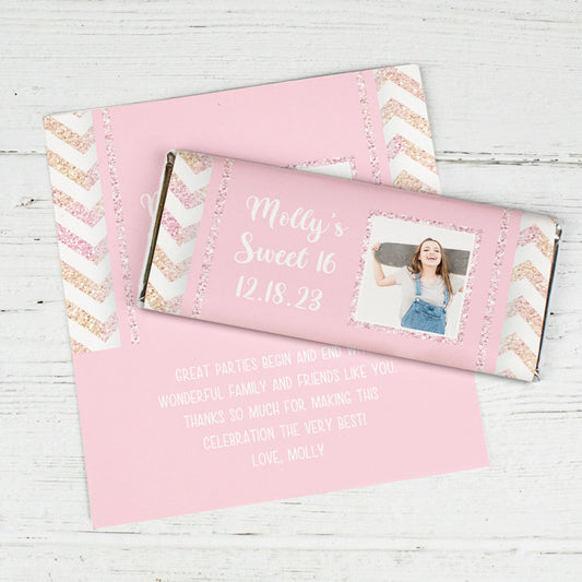 Personalized Chevron Sweet 16 With Photo Hershey's Chocolate Bar Wrappers