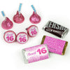 Sweet 16 Pink Glitter Candy Hershey's Kisses & Hershey's Miniatures for Party Favors