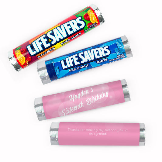 Personalized Sweet 16 Bubbles & Dots Lifesavers Rolls (20 Rolls)