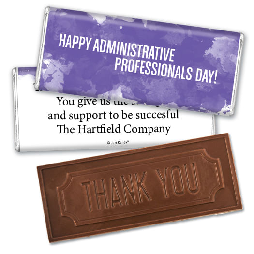 Administrative Professionals Day Embossed Thank You Chocolate Bar Watercolor Blots