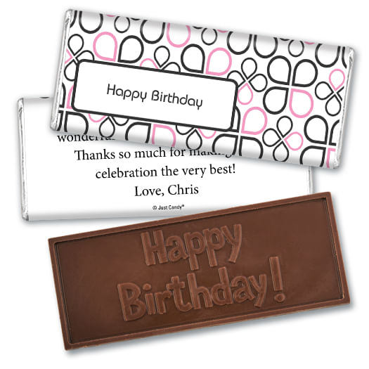 Birthday Personalized Embossed Happy Birthday Chocolate Bar Infinity Clover Pattern