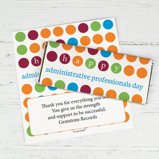 Personalized Administrative Professionals Day Colorful Dots Chocolate Bar Wrappers