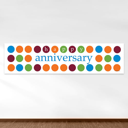 Personalized Happy Anniversary Polka Dots 5 Ft. Banner