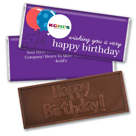 Personalized Birthday Add Your Logo Balloons Embossed Chocolate Bar & Wrapper