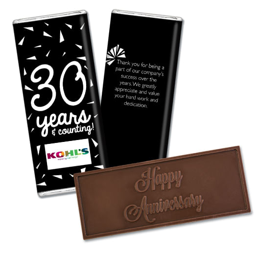 Personalized Anniversary Add Your Logo Confetti Embossed Chocolate Bar & Wrapper