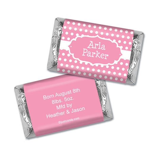 Baby Girl Announcement Personalized Hershey's Miniatures Tiny Dots