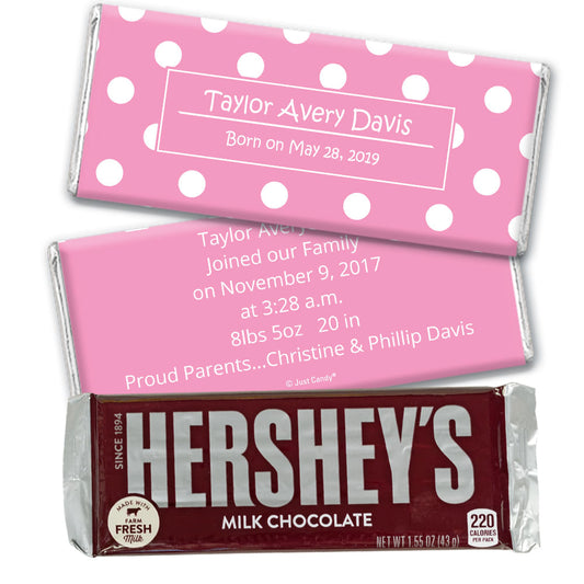 Baby Girl Announcement Personalized Hershey's Milk Chocolate Bar Polka Dots