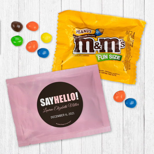 Personalized Say Hello! Baby Girl Announcement Peanut M&Ms