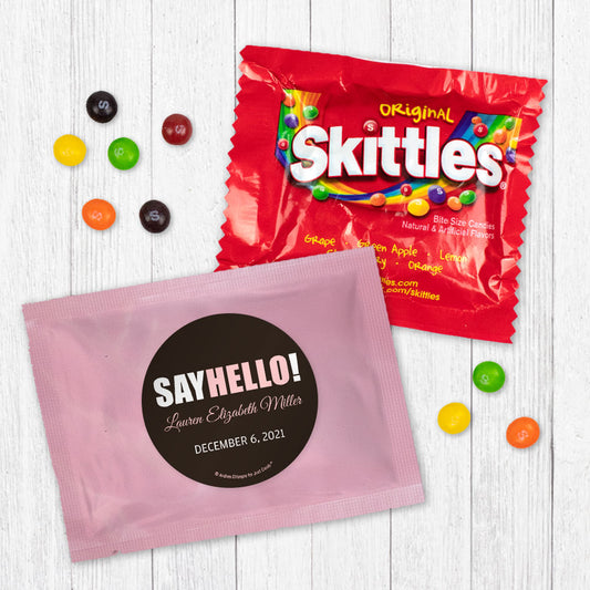 Personalized Say Hello! Baby Girl Announcement Skittles