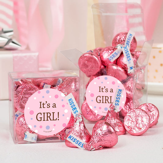 Baby Girl Birth Announcement Bubbles Clear Gift Box