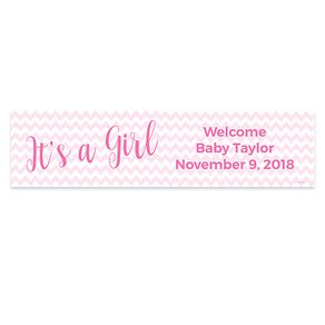 Personalized It's a Girl Chevron Girl Baby Announcement 5 Ft. Banner