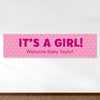 Personalized Polka Dots Girl Baby Announcement 5 Ft. Banner