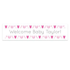 Personalized Welcome Girl Baby Announcement 5 Ft. Banner