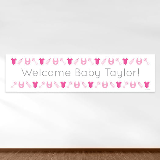 Personalized Welcome Girl Baby Announcement 5 Ft. Banner