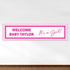 Personalized Checker Pattern Girl Baby Announcement 5 Ft. Banner