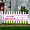 Personalized Checker Pattern Girl Baby Announcement 5 Ft. Banner