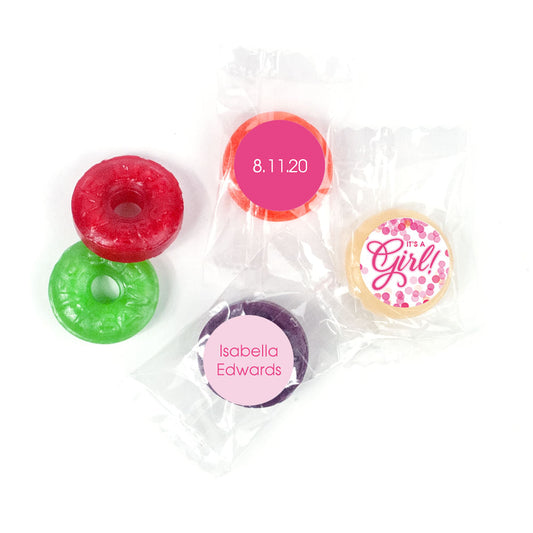 Personalized Birth Announcement It's A Girl Bubbles LifeSavers 5 Flavor Hard Candy