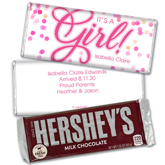 Personalized Bubbles Baby Girl Birth Announcement Hershey's Hershey's Milk Chocolate Bar & Wrapper