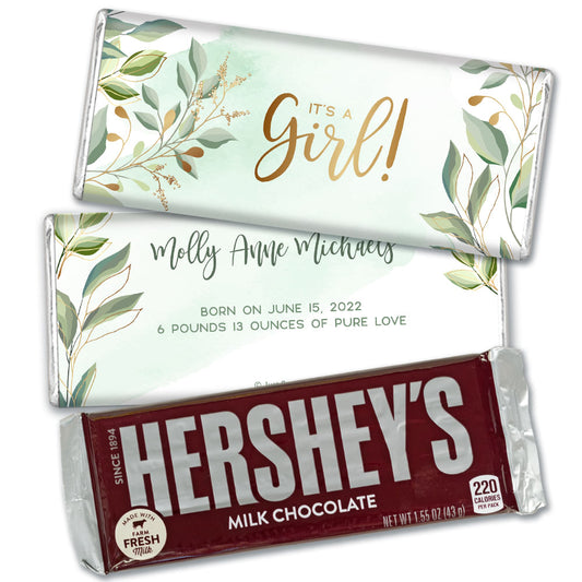 Personalized It's A Girl Botanical Hershey's Milk Chocolate Bar