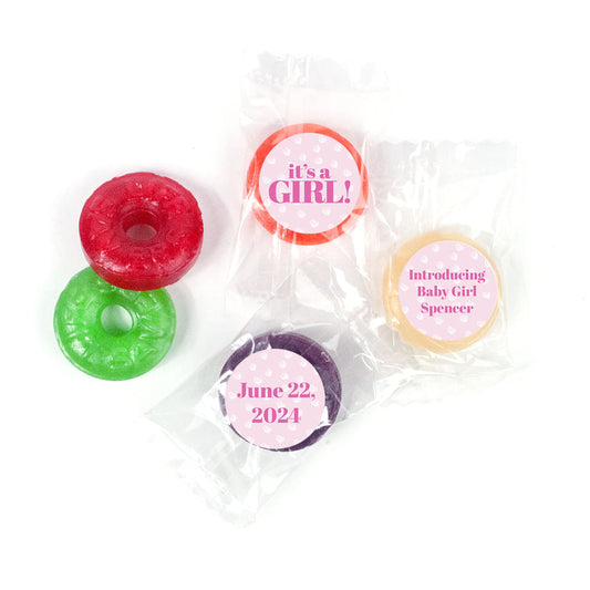 Personalized It's a Girl! Stickers - Custom LifeSavers 5 Flavor Hard Candy