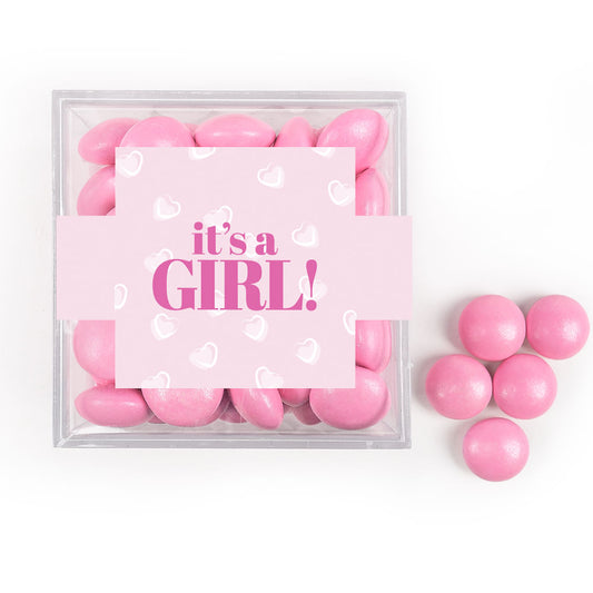 Personalized It's a Girl! JUST CANDY® Favor Cube with Milk Chocolate Minis