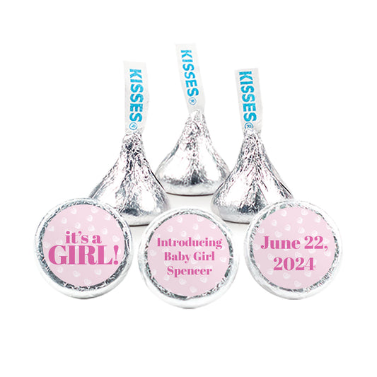 Personalized It's a Girl! Hershey's Kiss Stickers Only