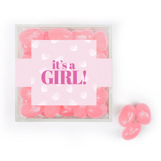 Personalized It's A Girl! JUST CANDY� favor cube with Jelly Belly Jelly Beans