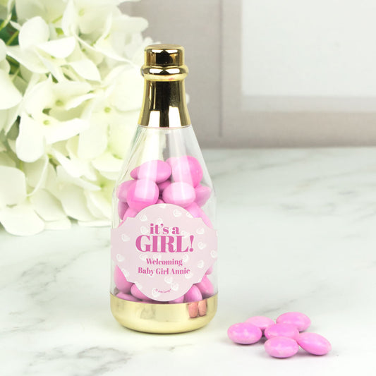 Personalized It's a Girl! Champagne Bottle with Milk Chocolate Minis