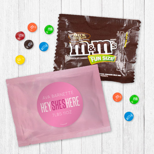 Personalized She's Here! Baby Girl Announcement Milk Chocolate M&Ms