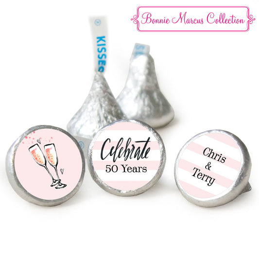 Cheers to the Years Anniversary Stickers - Custom Kisses Candy Assembled Kisses