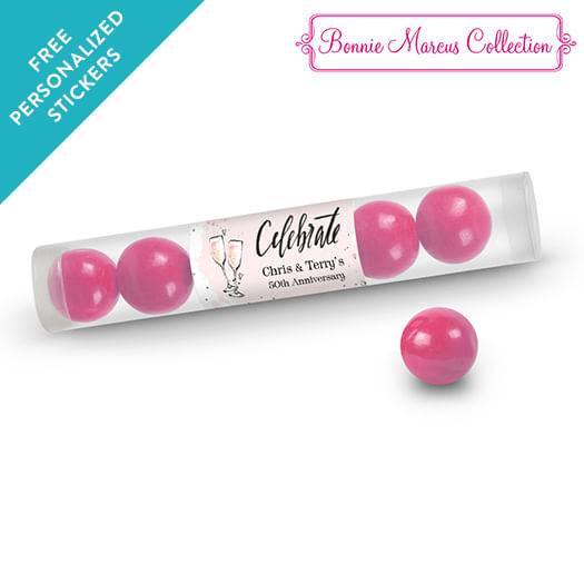 Bonnie Marcus Collection Personalized Gumball Tube Cheers to the Years Anniversary Favor (12 Pack)