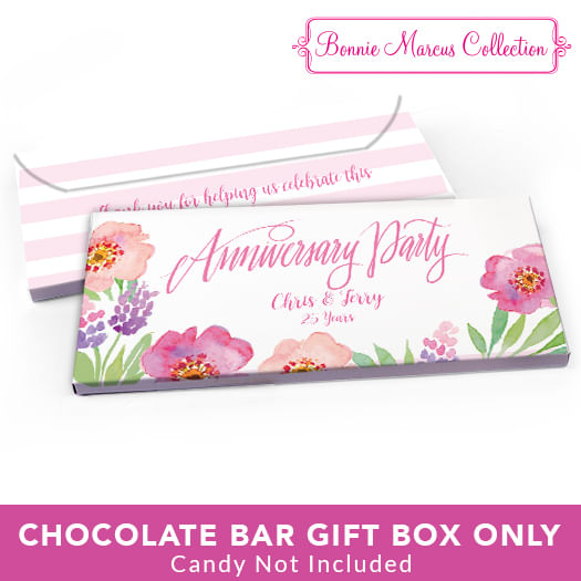 Deluxe Personalized Anniversary Floral Embrace Candy Bar Favor Box