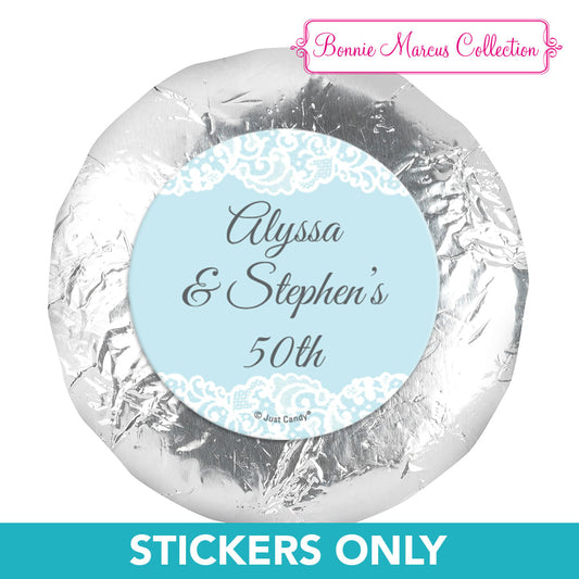 Personalized Anniversary Lace Linen 1.25" Stickers (48 Stickers)