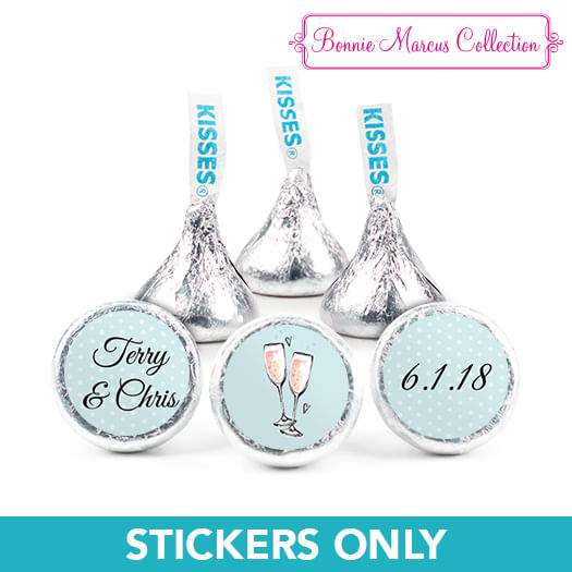 Personalized Anniversary Bubbly Party Blue 3/4" Stickers (108 Stickers)