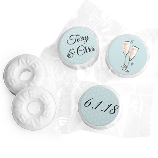 Personalized Bonnie Marcus Anniversary Bubbly Party Blue Life Savers Mints