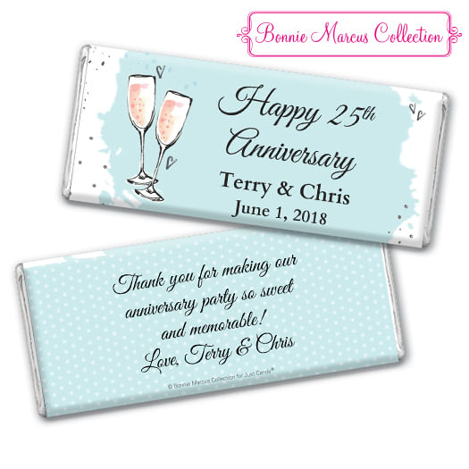 Personalized Bonnie Marcus Anniversary Bubbly Party Blue Hershey's Milk Chocolate Bar & Wrapper