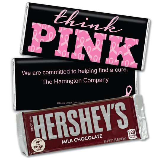 Personalized Bonnie Marcus Breast Cancer Awareness Pink Power Hershey's Milk Chocolate Bar & Wrapper