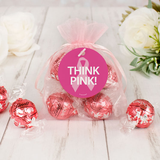 Breast Cancer Awareness Lindt Truffle Organza Bag- Think Pink