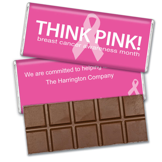 Personalized Breast Cancer Awareness Simply Pink Belgian Chocolate Bar & Wrapper