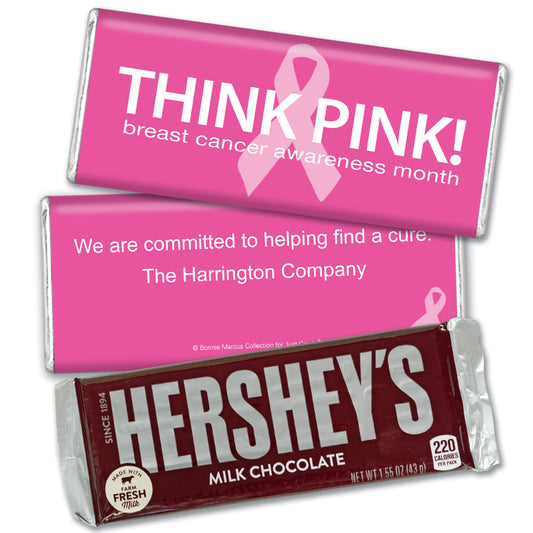 Personalized Bonnie Marcus Breast Cancer Awareness Simply Pink Hershey's Milk Chocolate Bar & Wrapper