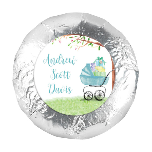 Birth Announcement Boy Baby Announcements 1.25" Stickers (48 Stickers)