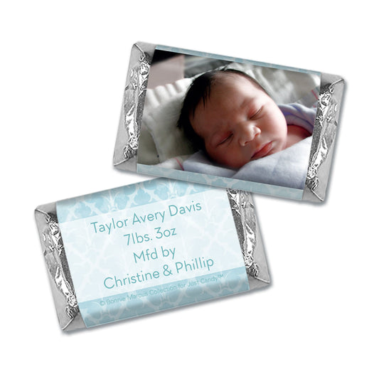 Bonnie Marcus Collection Personalized Hershey's Miniatures Wrappers Photo Birth Announcement