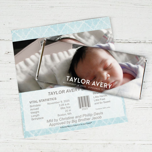 Bonnie Marcus Collection Personalized Chocolate Bar Wrapper Photo Birth Announcement