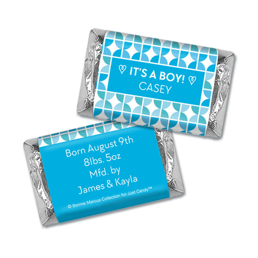 Bonnie Marcus Collection Personalized Hershey's Miniatures Wrappers It's a Boy Hearts Birth Announcement