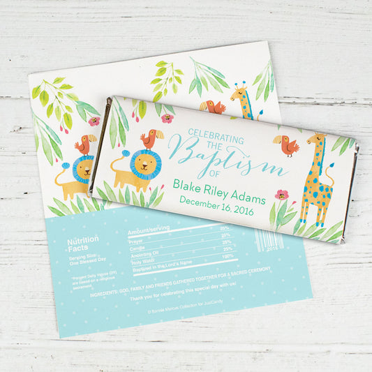 Bonnie Marcus Collection Baptism Personalized Chocolate Bar Wrappers