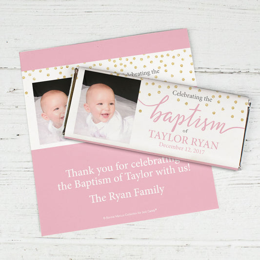 Personalized Bonnie Marcus Baptism Confetti Chocolate Bar Wrappers Only