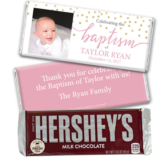 Personalized Bonnie Marcus Baptism Confetti Hershey's Milk Chocolate Bar & Wrapper