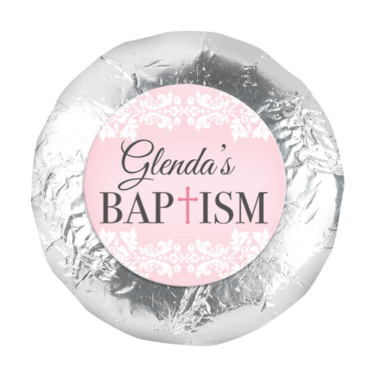 Personalized Baptism Floral Filigree 1.25" Stickers (48 Stickers)