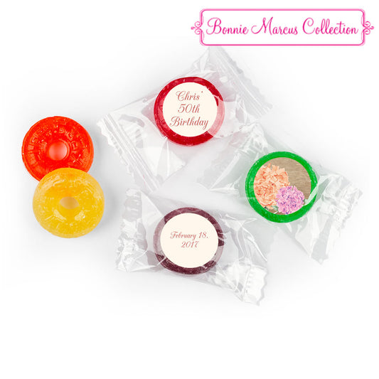 Bonnie Marcus Collection Blooming Joy Birthday Stickers Personalized LifeSavers 5 Flavor Hard Candy