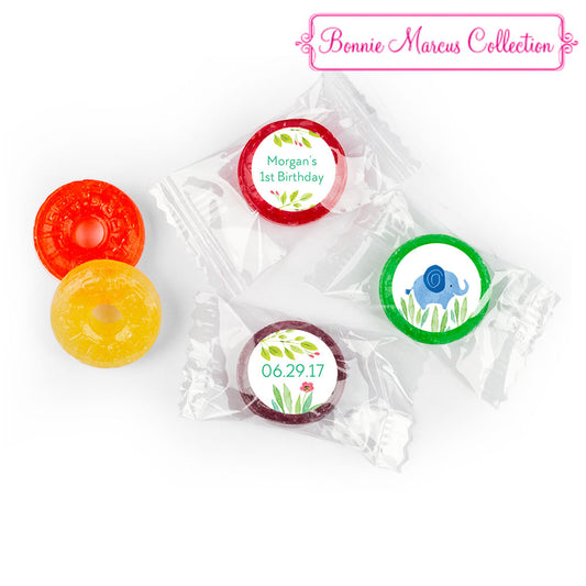 Bonnie Marcus Collection Safari Snuggles Birthday Stickers Personalized LifeSavers 5 Flavor Hard Candy